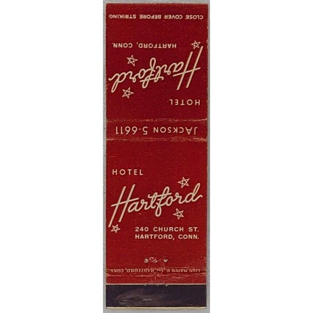 Front Strike Matchbook Cover Hotel Hartford Hartford CT Connecticut - Picture 2 of 5